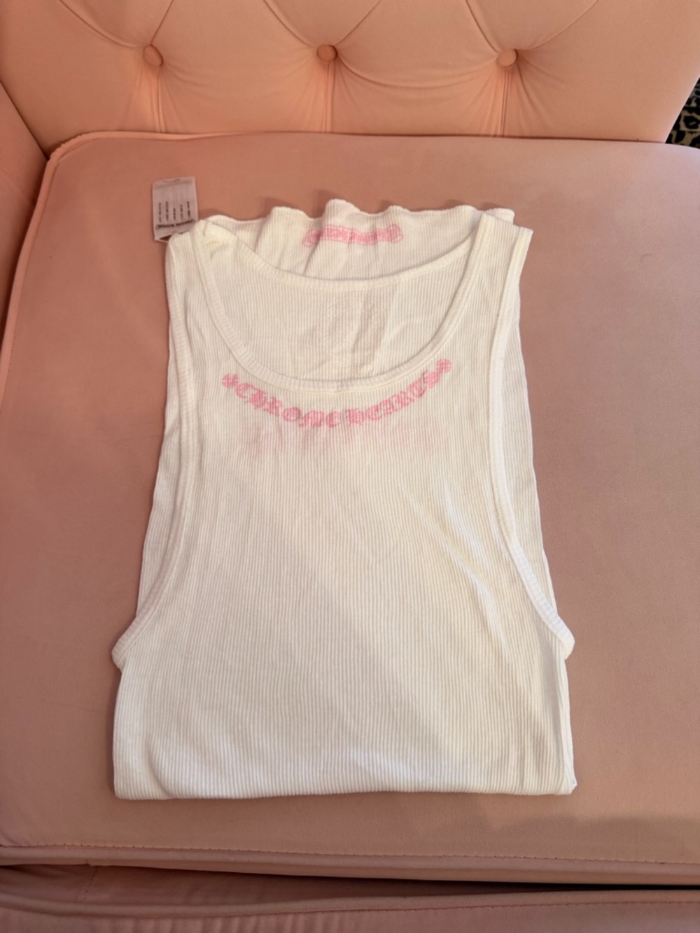 Chrome Hearts “Love You” Ribbed Tank Pink & White